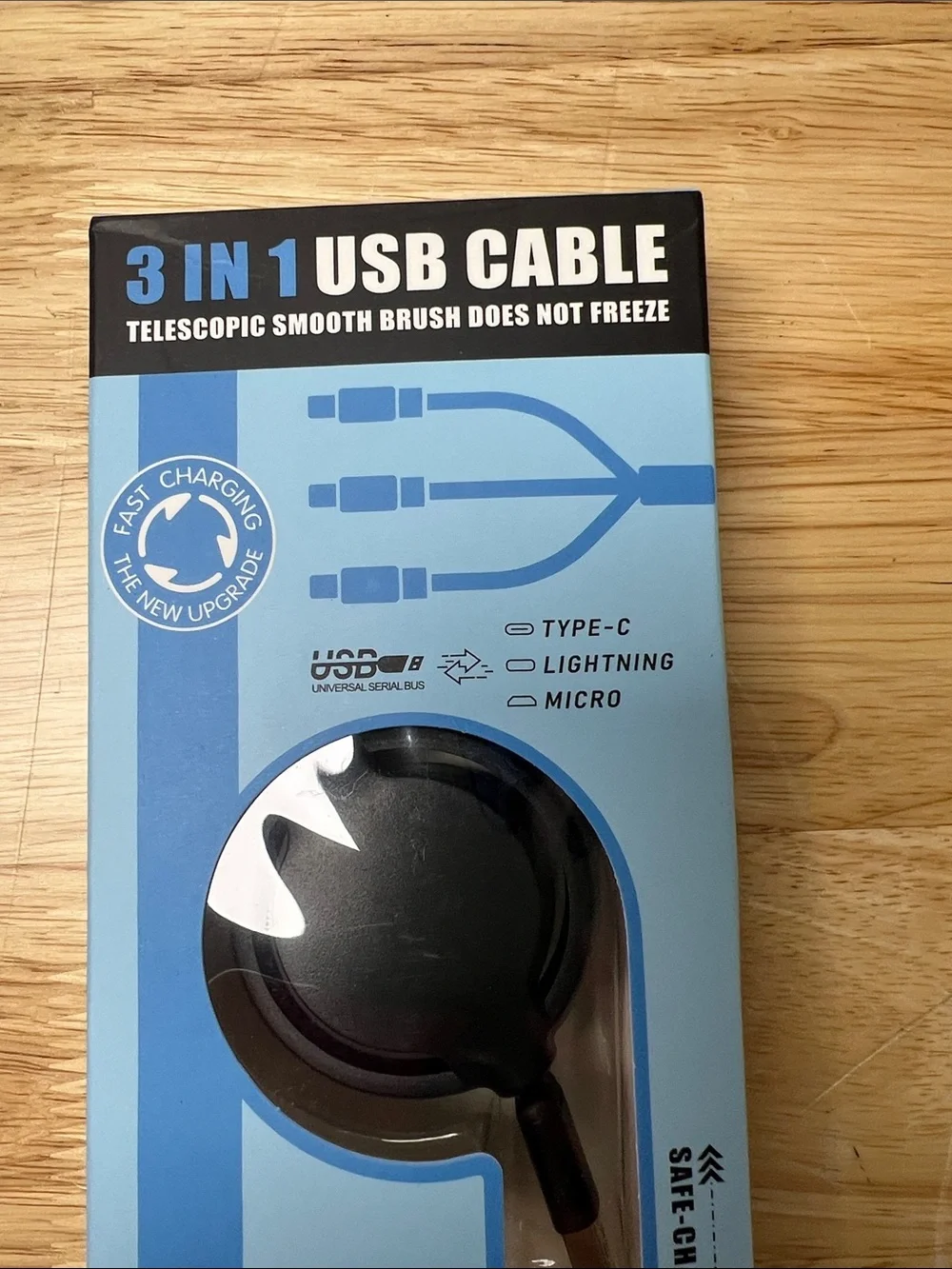 3-in-1 Retractable USB Charging Cable - Black (Universal)